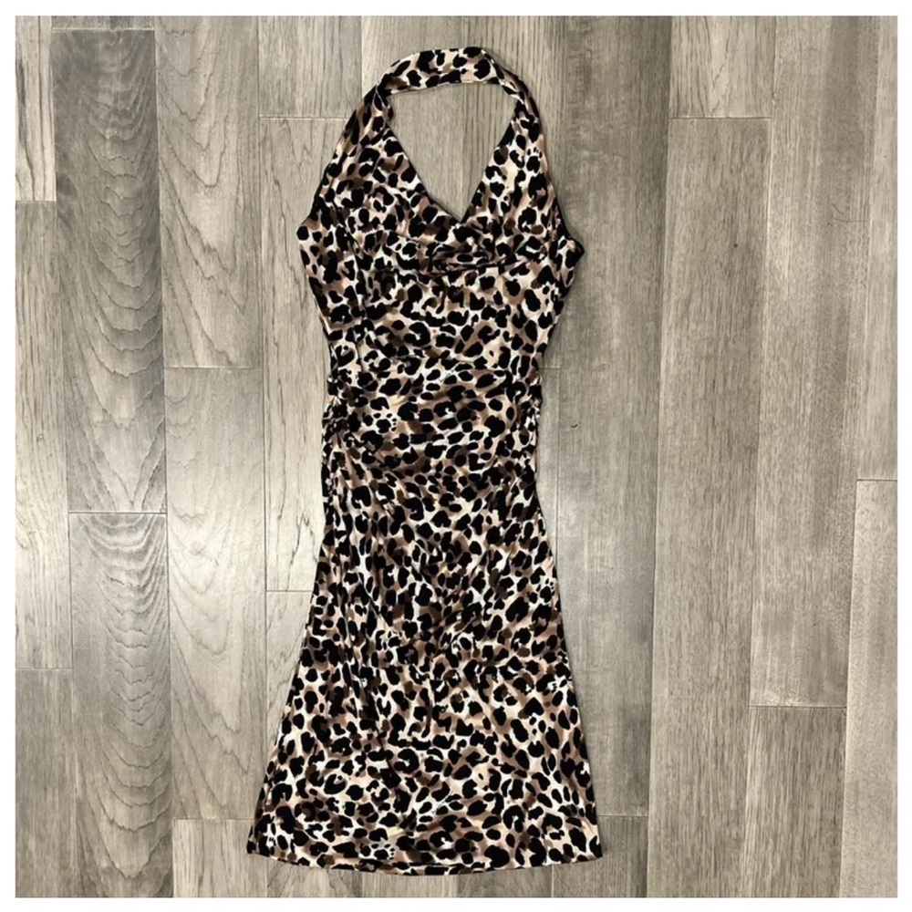 Nicole Miller Leopard Print Halter Dress Medium